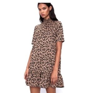 Zara Jacquard Leopard Mini Dress - Size Large - NWT